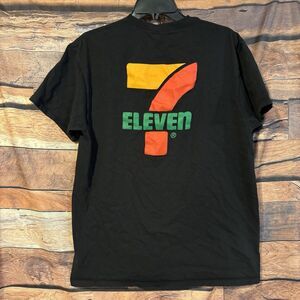 7-Eleven Classic Logo T-Shirt L Black Double Sided Tee Slurpee Fan Collectible